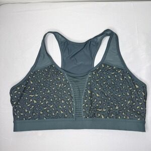 Zyia Pine Leopard Bomber Sports Bra Womens XXXL Green‎ Animal Print Athletic
